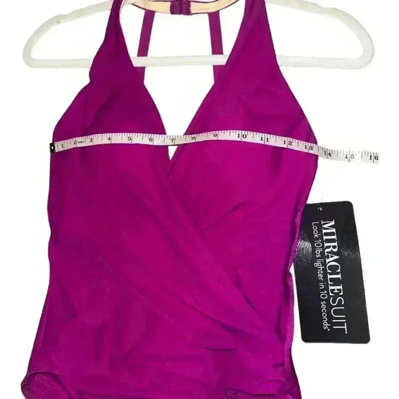 Miraclesuit Rock Solid Wrapsody Magenta One Piece, Size 8 - Picture 6 of 7